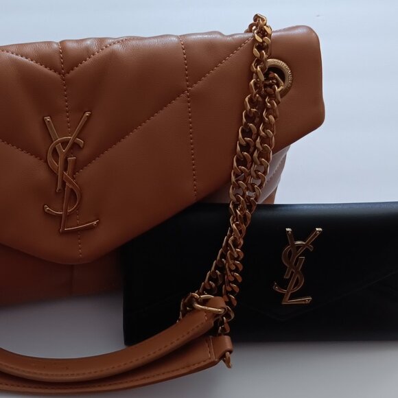 Yves Saint Laurent Brown Quilted Leather Shoulder Bag and Black Wallet - Picture 6 of 8